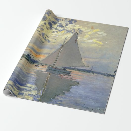 Monet Sailboat French Impressionism Classic Art Cadeaupapier (Uitgerold)