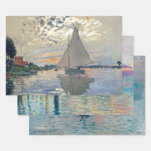 Monet Sailboat French Impressionism Classic Art Inpakpapier Vel (Set)