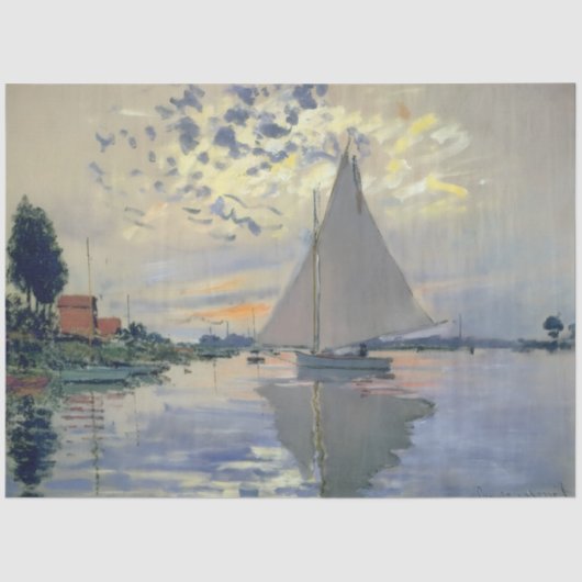 Monet Sailboat French Impressionism Classic Art Tissuepapier (Voorkant)