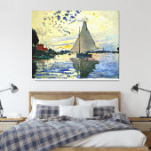 Monet - Sailboot in Le Petit-Gennevilliers Canvas Afdruk (Insitu (Slaapkamer))
