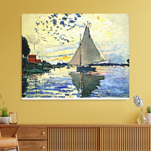 Monet - Sailboot in Le Petit-Gennevilliers Canvas Afdruk (Insitu (Woonkamer))
