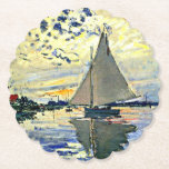 Monet - Sailboot in Le Petit-Gennevilliers Kartonnen Onderzetters<br><div class="desc">Claude Monet's beroemde schilderij,  Sailboat in Le Petite-Gennevilliers</div>