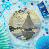 Monet - Sailboot in Le Petit-Gennevilliers Papieren Bordje (Feest)