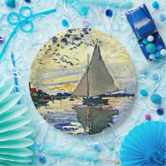 Monet - Sailboot in Le Petit-Gennevilliers Papieren Bordje (Feest)