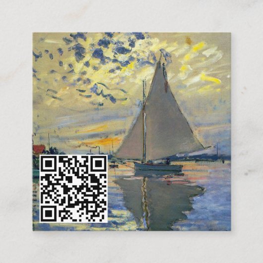 Monet - Sailboot, Le Petit-Gennevilliers - QR-code Vierkante Visitekaartje (Voorkant)