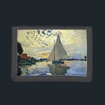 Monet - Sailboot op le Petit Gennevilliers Canvas Drievoud Portemonnee<br><div class="desc">Claude Monet schilderij,  Zeilboot bij le Petit Gennevilliers</div>