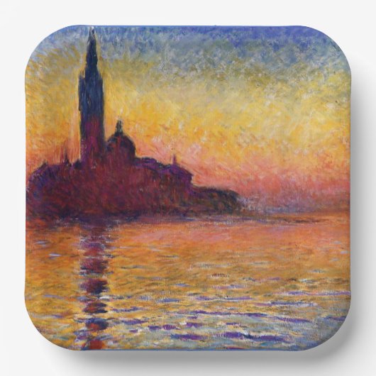 Monet - San Giorgio Maggiore te Dusk Papieren Bordje (Voorkant)
