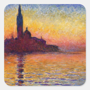 Monet - San Giorgio Maggiore te Dusk Vierkante Sticker