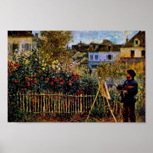 Monet schilderen in zijn tuin in Argenteuil Poster (Voorkant)