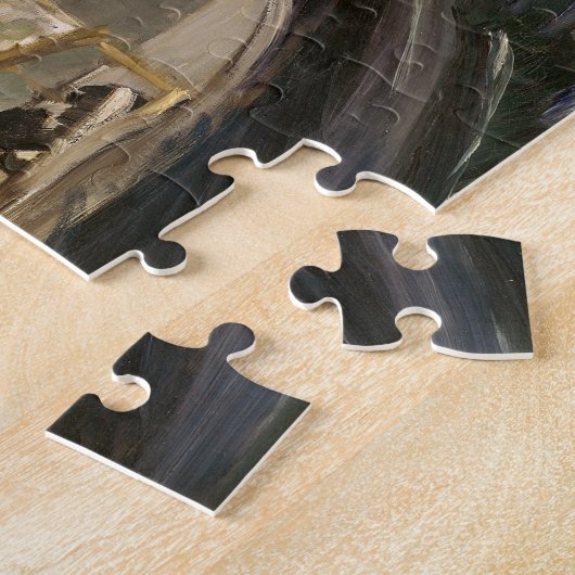 Monet schildert in zijn atelierboot | Édouard Mane Legpuzzel (Zijkant)