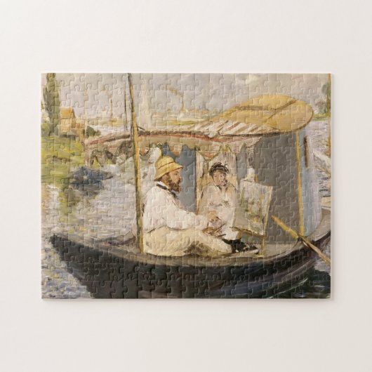 Monet schildert in zijn atelierboot | Édouard Mane Legpuzzel (Horizontaal)