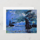Monet - Seascape, Nachteffect, beroemde kunst Feestdagenkaart (Voorkant / Achterkant)