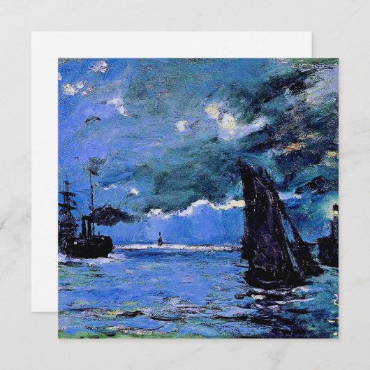 Monet - Seascape, Night Effect, famous artwork Feestdagenkaart (Voorkant / Achterkant)