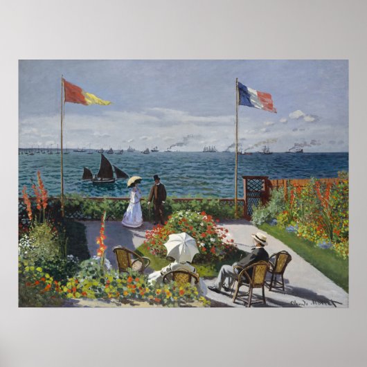 Monet Seaside Garden Blooms Classic Zeegezicht Poster (Voorkant)