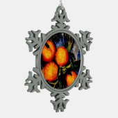 Monet - Sinaasappel tak met fruit Tin Sneeuwvlok Ornament (Links)