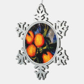 Monet - Sinaasappel tak met fruit Tin Sneeuwvlok Ornament (Rechts)