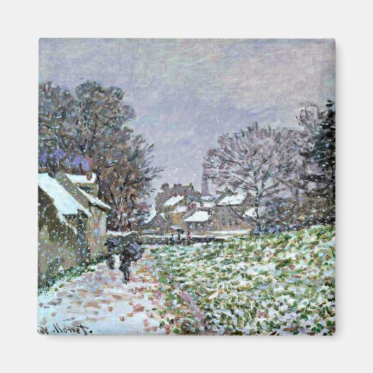 Monet - sneeuw op Argenteuil 2, beroemd schilderij Magneet (Voorkant)