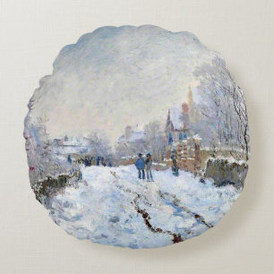 Monet - Sneeuwlandschap bij Argenteuil Rond Kussen