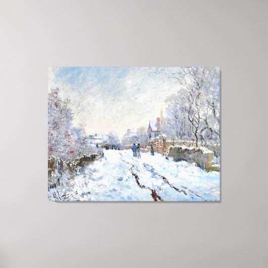 Monet - Sneeuwscène in Argenteuil Canvas Afdruk (Voorkant)