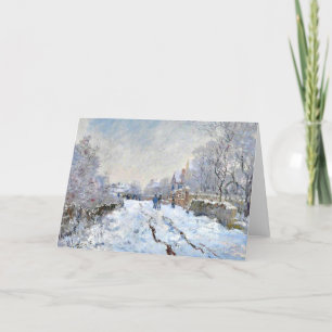 Monet - sneeuwscène in Argenteuil Feestdagen Kaart