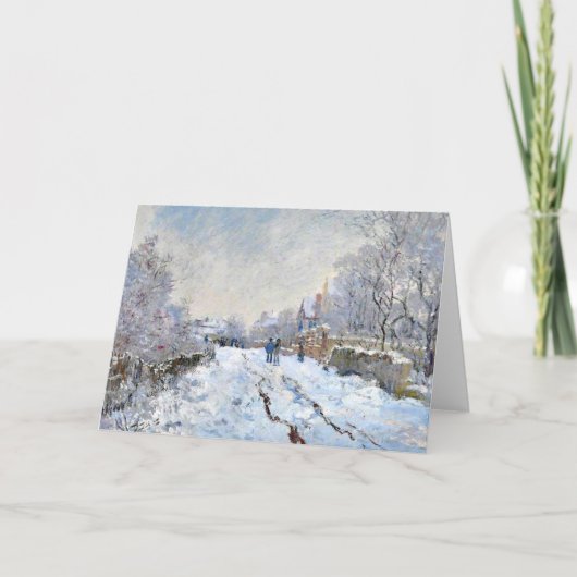 Monet - sneeuwscène in Argenteuil Feestdagen Kaart (Voorkant)