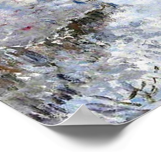 Monet - Sneeuwscène in Argenteuil Poster (Hoek)