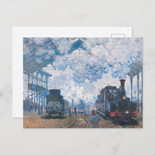 Monet - Station Saint-Lazare, aankomst van de trei Feestdagenkaart (Voorkant / Achterkant)