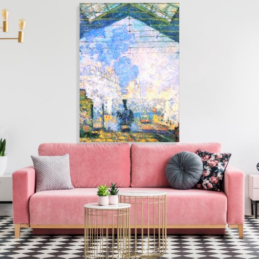 Monet - Station Saint-Lazare, kunst Canvas Afdruk (Insitu (Woonkamer))