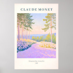 Monet stijl pijnbos bos kunstprint paarse Franse Poster