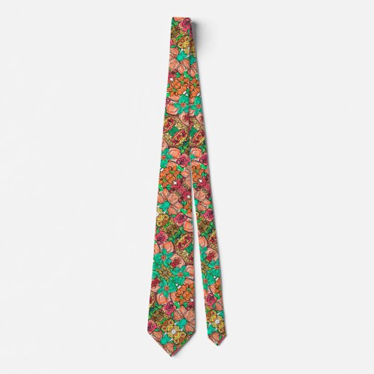 Monet Stijl Waterverf Bloemen Zijde Foulard Stropdas (Voorkant)