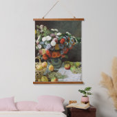 Monet  stilleven met bloemen en fruit hangend wandkleed (Slaapkamer)