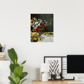 Monet - Stilleven met bloemen en fruit Poster (Thuiskantoor)