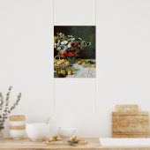 Monet - Stilleven met bloemen en fruit Poster (Keuken)