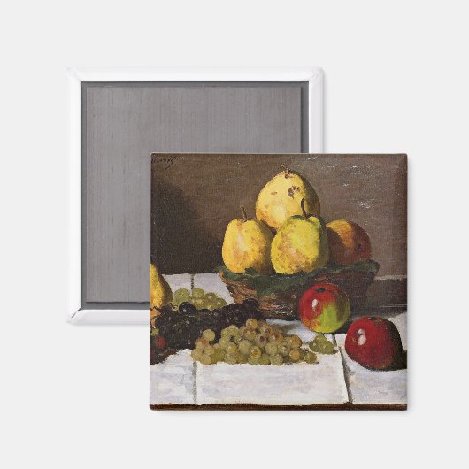 Monet - stilstaand leven met peren en druiven magneet (Voorkant / Achterkant)