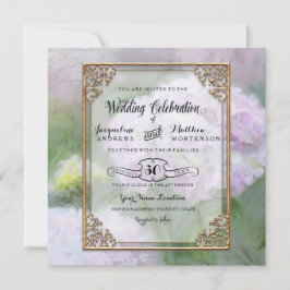 Monet Style Hydrangea Bloemenkunst Gouden Typograf Kaart