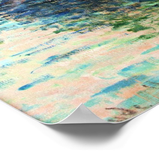 Monet - Sun-instelling op de zegen Poster (Hoek)