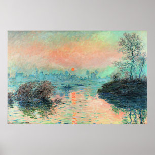 Monet - Sun-instelling op de zegen Poster