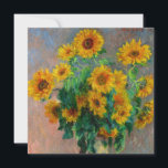 Monet Sunflower Kaart<br><div class="desc">Kaart met het schilderij van Claude Monet, Bouquet of Sunflower (1881). Mooie zonnebloemen in een blauwe vaas op een rode tafel. Een groot geschenk voor fans van het impressionisme en de Franse kunst.</div>