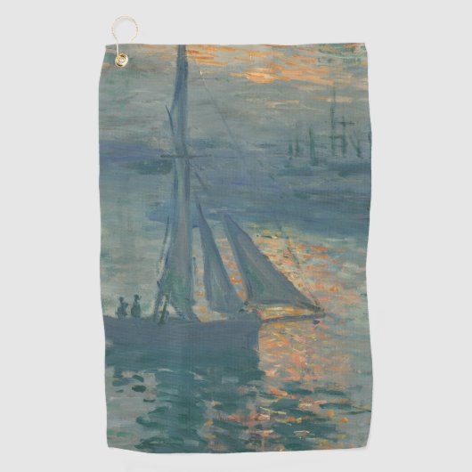 Monet Sunrise Marine Impressionisme Schilderen Golfhanddoek (Voorkant)