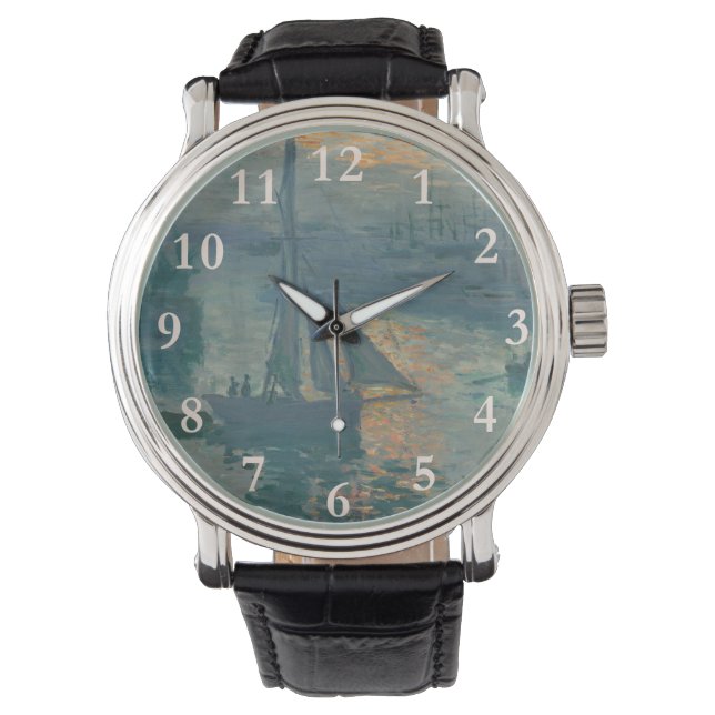 Monet Sunrise Marine Impressionisme Schilderen Horloge (Voorkant)