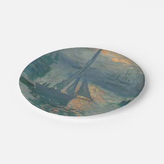 Monet Sunrise Marine Impressionisme Schilderen Papieren Bordje (Gekanteld)