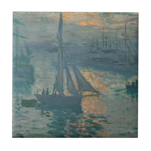 Monet Sunrise Marine Impressionisme Schilderen Tegeltje (Voorkant)