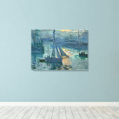 Monet - Sunrise (marinier), fijn kunstschilderij Canvas Afdruk (Insitu (Houten vloer))