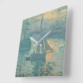 Monet Sunrise Sailing Clock Vierkante Klok (Hoek)