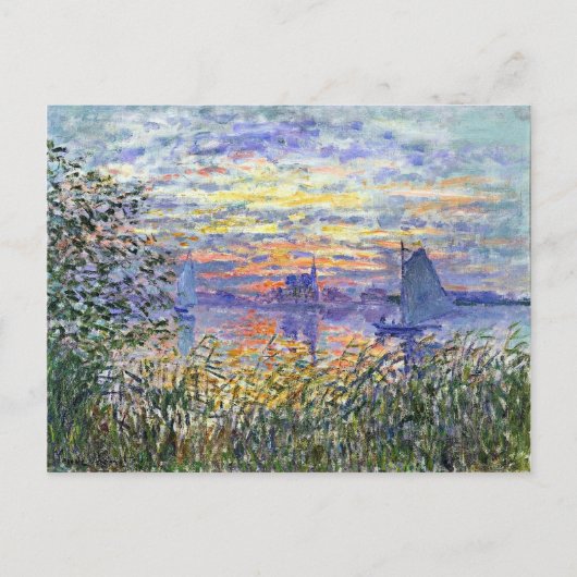 Monet - Sunset on the Seine, fijn kunstschilderij Briefkaart (Voorkant)