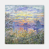 Monet - Sunset on the Seine, fijn kunstschilderij Magneet (Voorkant)