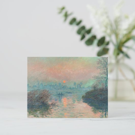 Monet Sunset Seine Fine Art Impressionisme Briefkaart (Staand voorkant)