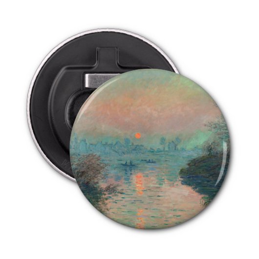 Monet Sunset Seine Fine Art Impressionisme Button Flesopener (Voorkant)