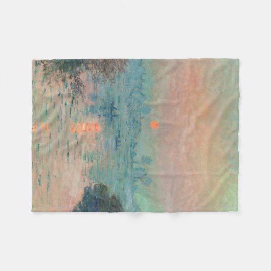 Monet Sunset Seine Fine Art Impressionisme Fleece Deken (Voorkant (Horizontaal))