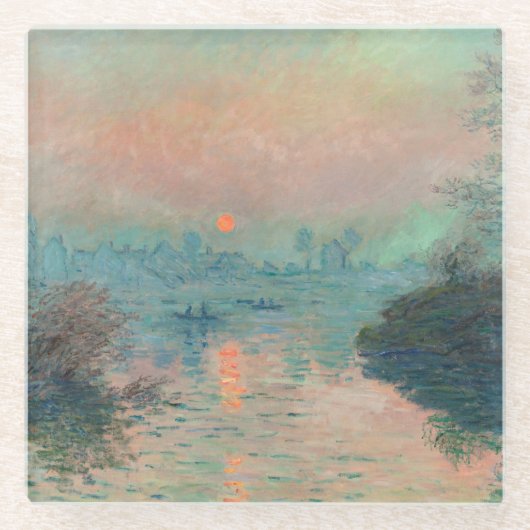 Monet Sunset Seine Fine Art Impressionisme Glazen Onderzetter (Voorkant)